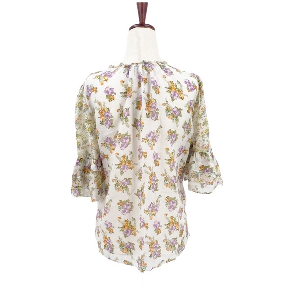 Alice + Olivia Julius Floral Silk Blend Blouse Medium - Picture 3 of 8